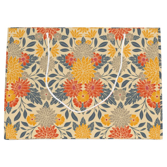 Sacola Para Presentes Grande Amarelo quente, laranja e azul (Frente)