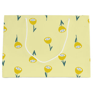 Sacola Para Presentes Grande Amarelo Vintage Flor