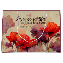 Sacola Para Presentes Grande Ame-Se Outra Bíblia Vermelhos Roxo Floral