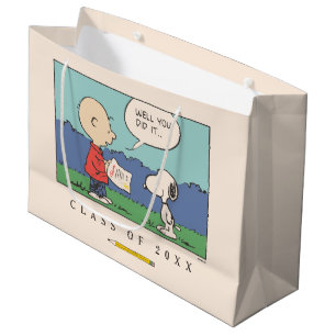 Sacola Para Presentes Grande Amendoins Charlie Brown Snoopy Bem Você Fez Isso G