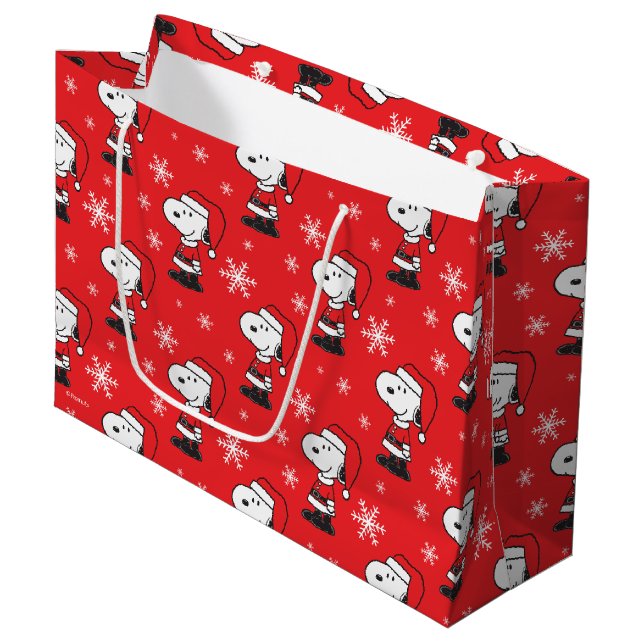 Sacola Para Presentes Grande Amendoins | Snoopy Papai Noel (Frente inclinada)