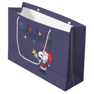 Sacola Para Presentes Grande Amendoins Snoopy & Woodstock Ho Ho Ho