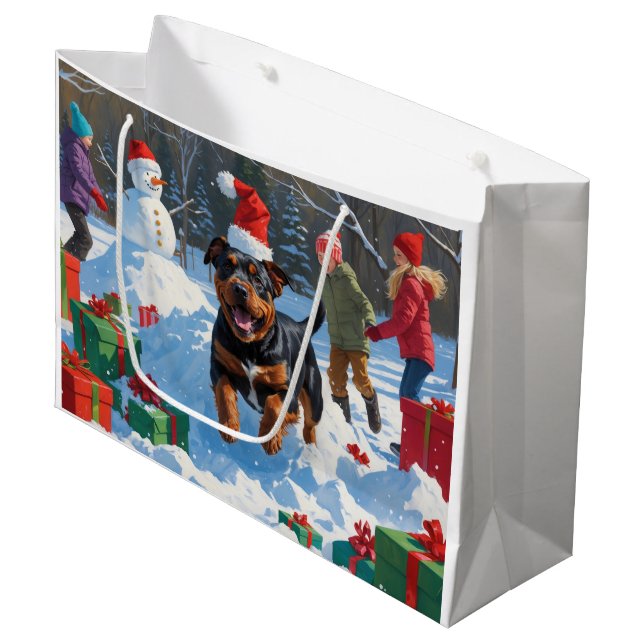 Sacola Para Presentes Grande American Staffordshire Christmas FESSnow (Frente inclinada)