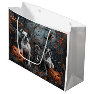 Sacola Para Presentes Grande American Staffordshire Halloween Night Dogggy