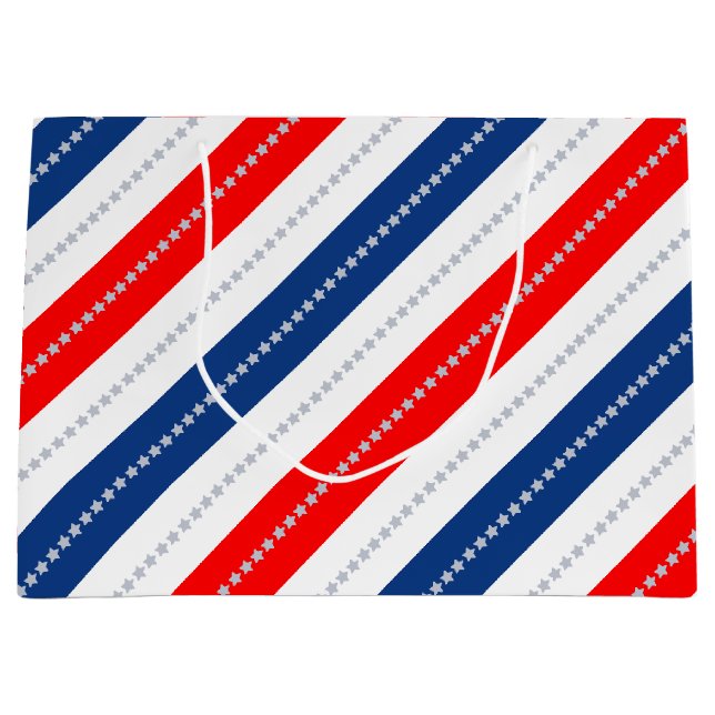 Sacola Para Presentes Grande Americana Red White Blue Stars & Stripes (Frente)