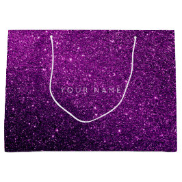 Sacola Para Presentes Grande Ametist White Plum Glitter Favor Gift Star