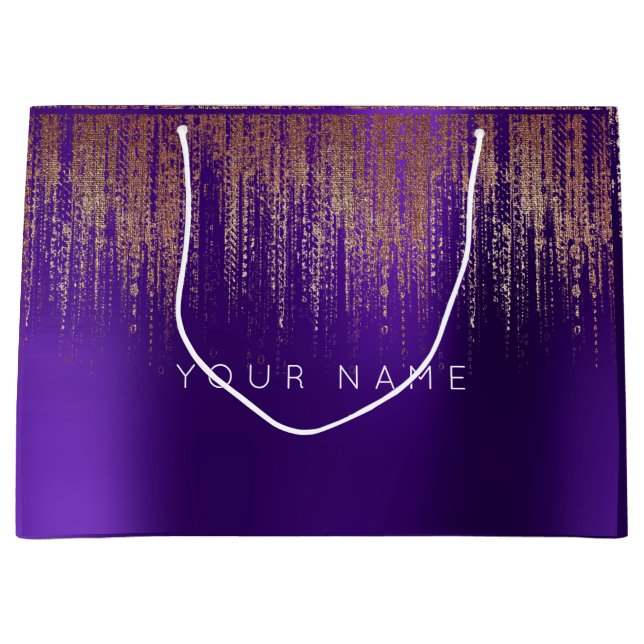 Sacola Para Presentes Grande Ametist White Plum Mínimo Favor Chuva Dourada (Frente)