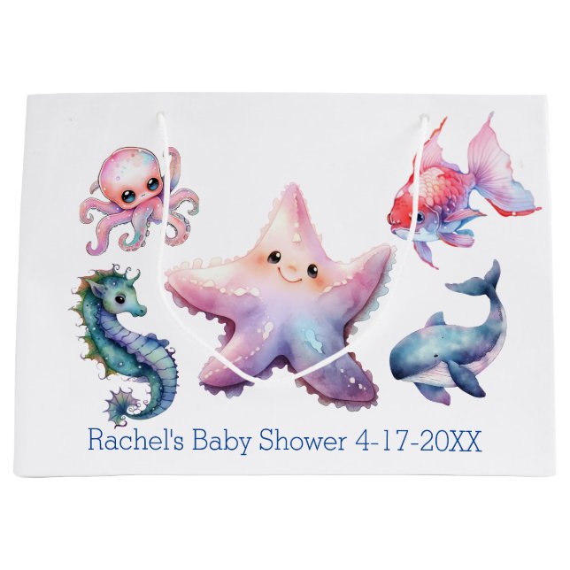 Sacola Para Presentes Grande Amigos Aquáticos (Frente)