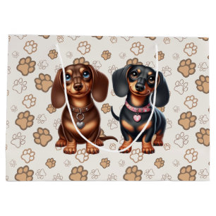 Sacola Para Presentes Grande Amigos bonitos de dachshund