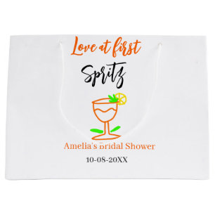 Sacola Para Presentes Grande Amor à primeira spritz laranja preto chá de noiva