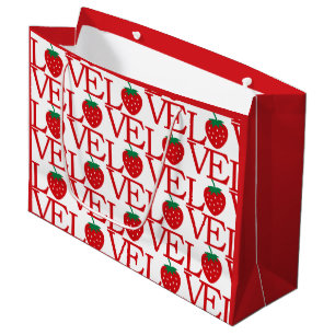 Sacola Para Presentes Grande Amor Arte Morango Padrão Namorados Vermelho