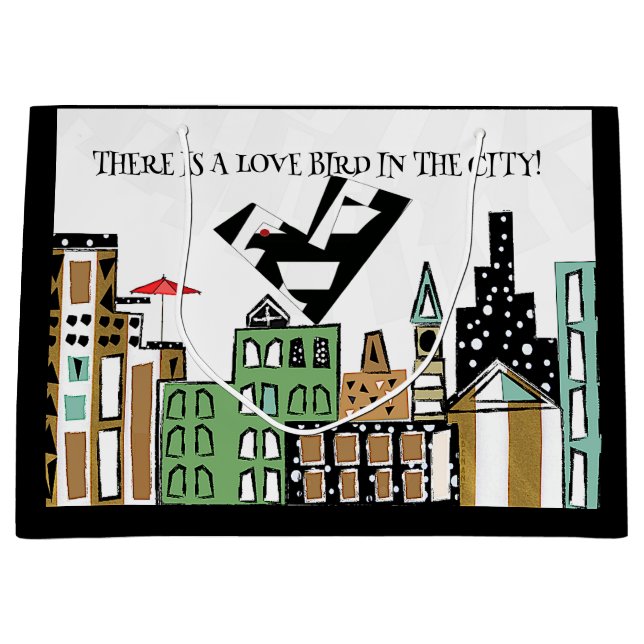 SACOLA PARA PRESENTES GRANDE AMOR PÁSSARO NA GRANDE SACA DE PRESENTES DA CIDADE (Frente)