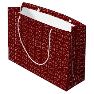 Sacola Para Presentes Grande "AMOR" Vermelho Escuro + Branco Dia de os namora