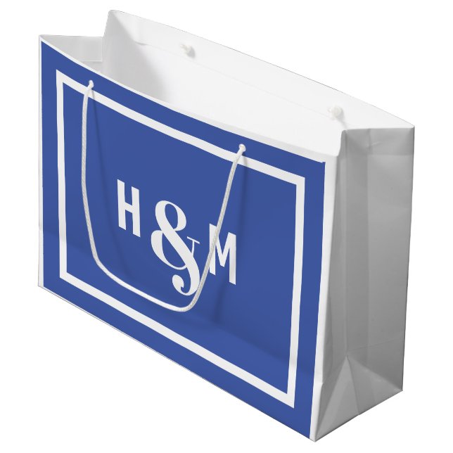 Sacola Para Presentes Grande Ampersand de noiva e grande pano de presente azul (Frente inclinada)