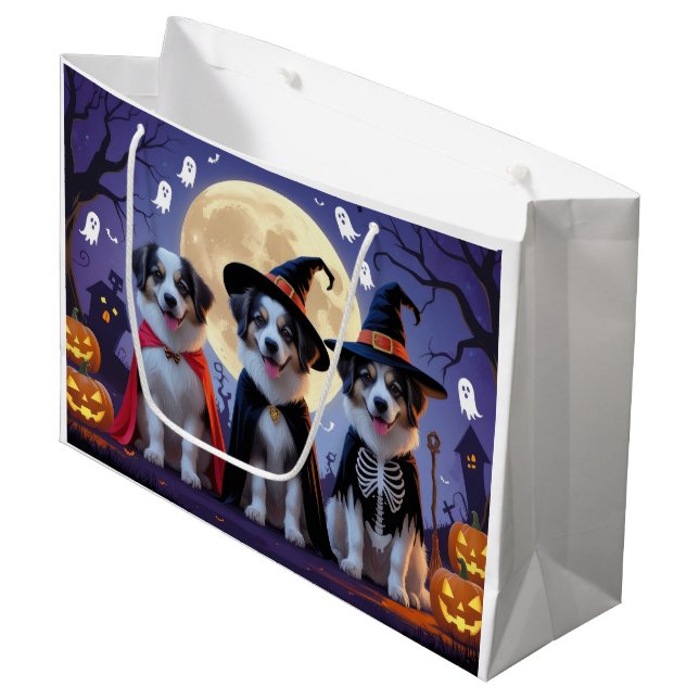 Sacola Para Presentes Grande Anatólia Shepherd Dogs Pumpkin Halloween Engraçado (Frente inclinada)