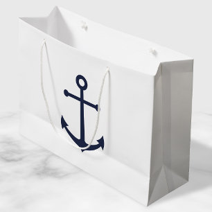 Sacola Para Presentes Grande Âncora Azul Marinho Náutico
