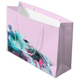 Sacola Para Presentes Grande Anéis com pétalas de rosa branca