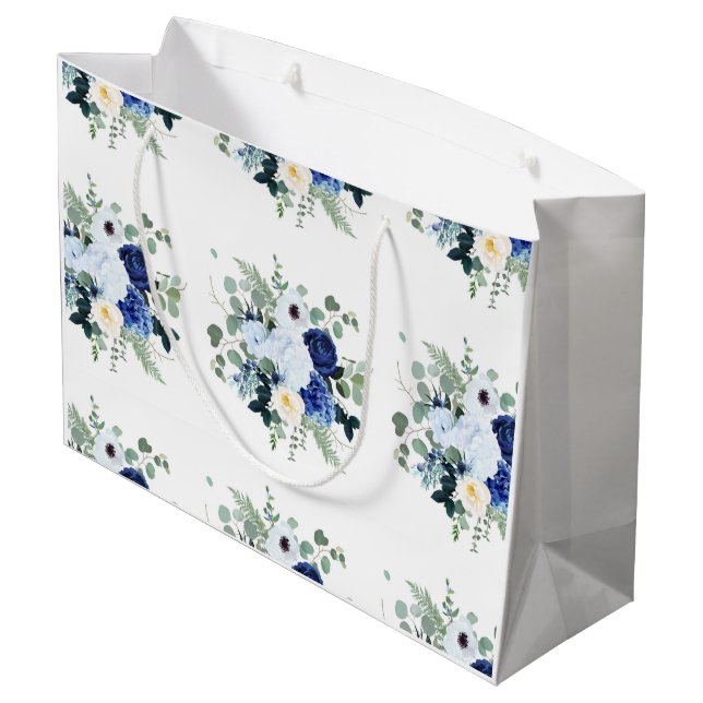 Sacola Para Presentes Grande Anemone Hydrangea Rosa White background (Verso inclinado)