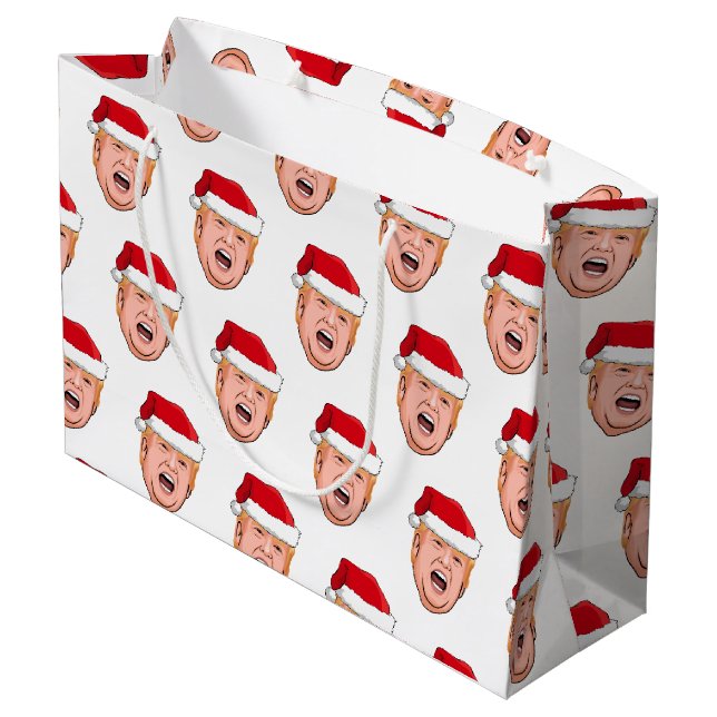Sacola Para Presentes Grande Angry Donald Trump Christmas (Verso inclinado)