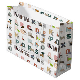 Sacola Para Presentes Grande Animais Cutados do Alfabeto ABC