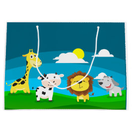 Sacola Para Presentes Grande Animais de desenho animado    