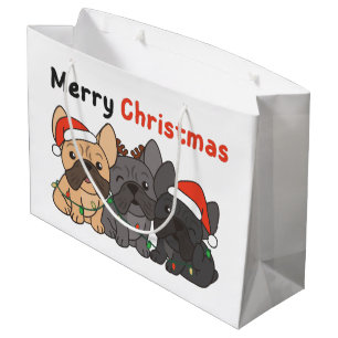 Sacola Para Presentes Grande Animais de Natal do Bulldog Franceses Cães Bons Gr