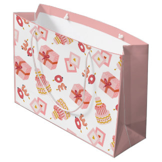 Sacola Para Presentes Grande Aniversário 30º branco e rosa