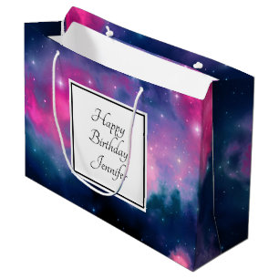 Sacola Para Presentes Grande Aniversário abstrato à moda das estrelas