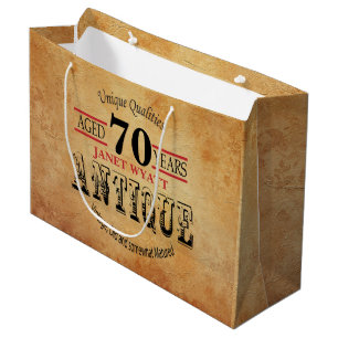 Sacola Para Presentes Grande Aniversário Antiquado 70
