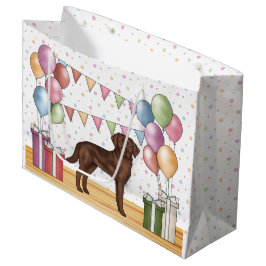 Sacola Para Presentes Grande Aniversário Colorido do Cachorro Labrador Retrieve