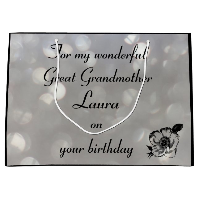 Sacola Para Presentes Grande Aniversário da Avó Excelente Personalizada (Frente)