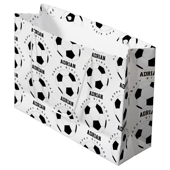 Sacola Para Presentes Grande Aniversário da Bola de Futebol (Frente inclinada)
