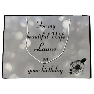 Sacola Para Presentes Grande Aniversário da Esposa Personalizada