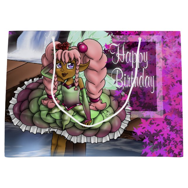 Sacola Para Presentes Grande Aniversário da Fada Negra (Frente)