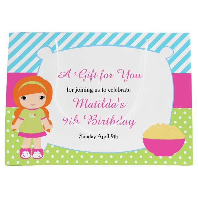 Sacola Para Presentes Grande Aniversário da Festa do Desmoronamento da Rapariga (Frente)