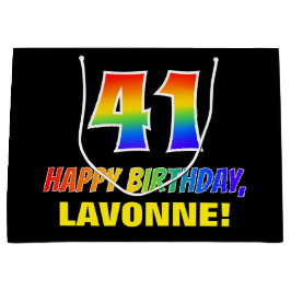 Sacola Para Presentes Grande Aniversário da rua 41: Negrito, Divertido, Simples