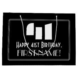 Sacola Para Presentes Grande Aniversário da rua ~ Arte Deco Inspirou "41" + Nom