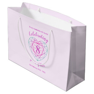 Sacola Para Presentes Grande Aniversário da turmalina 8 anos personalizados