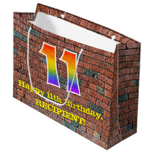 Sacola Para Presentes Grande Aniversário de 11: Arco-Íris Inspirado no Grafit