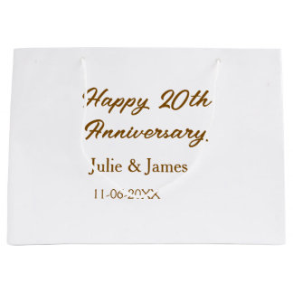 Sacola Para Presentes Grande aniversário de 20 anos feliz nome dourado marrom d