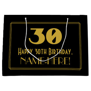 Sacola Para Presentes Grande aniversário de 30 anos — Art Deco Inspira "30" & N