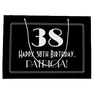Sacola Para Presentes Grande Aniversário de 38 anos: Estilo Inspirado em Art Dé