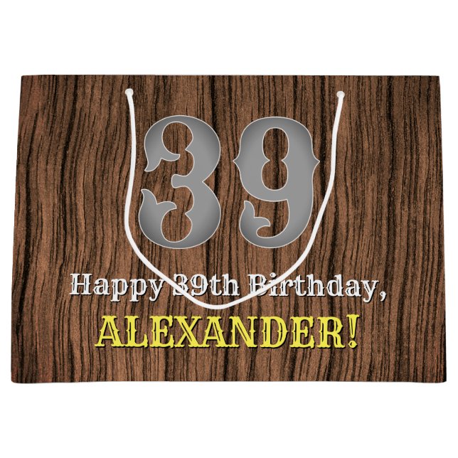 Sacola Para Presentes Grande Aniversário de 39 anos: Visual Inspirado no Oeste  (Frente)