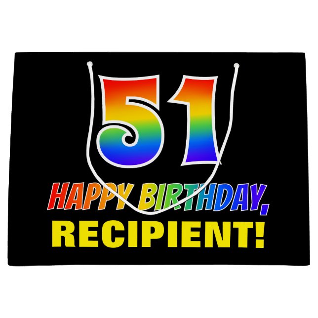 Sacola Para Presentes Grande Aniversário de 511 ruas: Negrito, Divertido, Simpl (Frente)