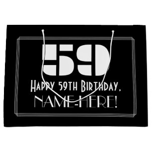 Sacola Para Presentes Grande Aniversário de 59 anos ~ Visual Inspirado em Art D