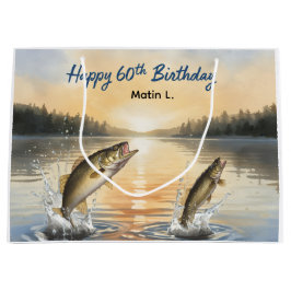 Sacola Para Presentes Grande Aniversário de 60 anos de pesca