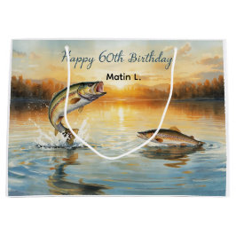 Sacola Para Presentes Grande Aniversário de 60 anos de pesca