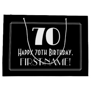 Sacola Para Presentes Grande Aniversário de 70: Art Deco Estilo Inspirado "70"