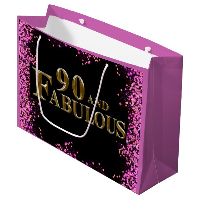 Sacola Para Presentes Grande Aniversário de 90 anos (Frente inclinada)