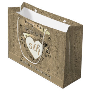 Sacola Para Presentes Grande Aniversário de Casamento de 5 Wood